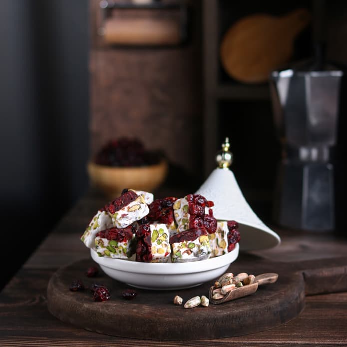 Bzuriyeh Nougat with Pistachio & Cranberry