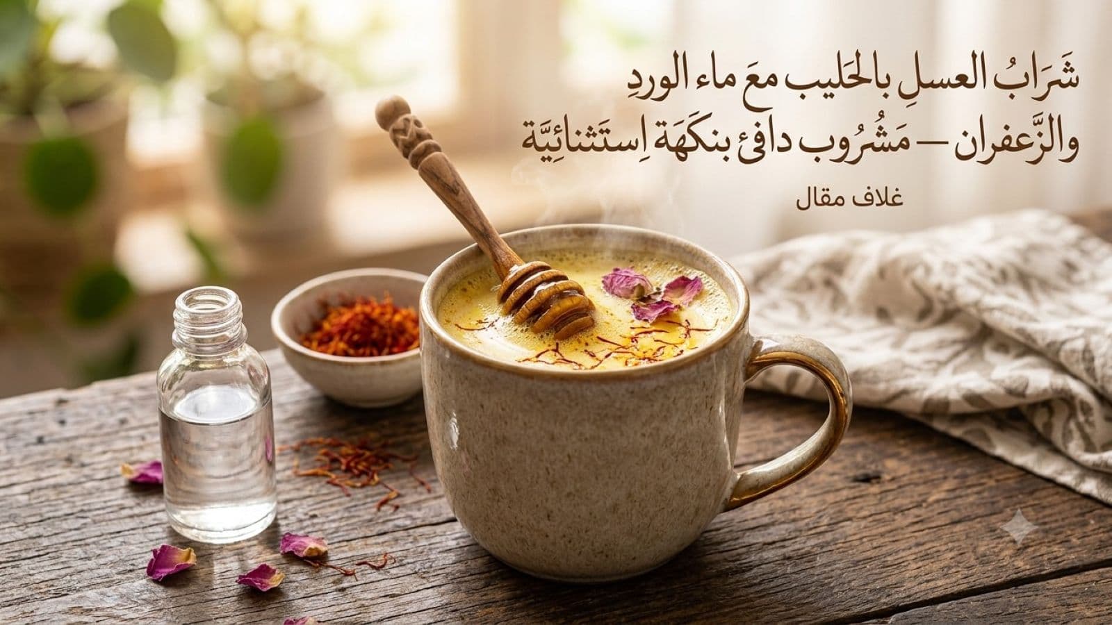 شراب العسل بالحليب وماء الورد والزعفران